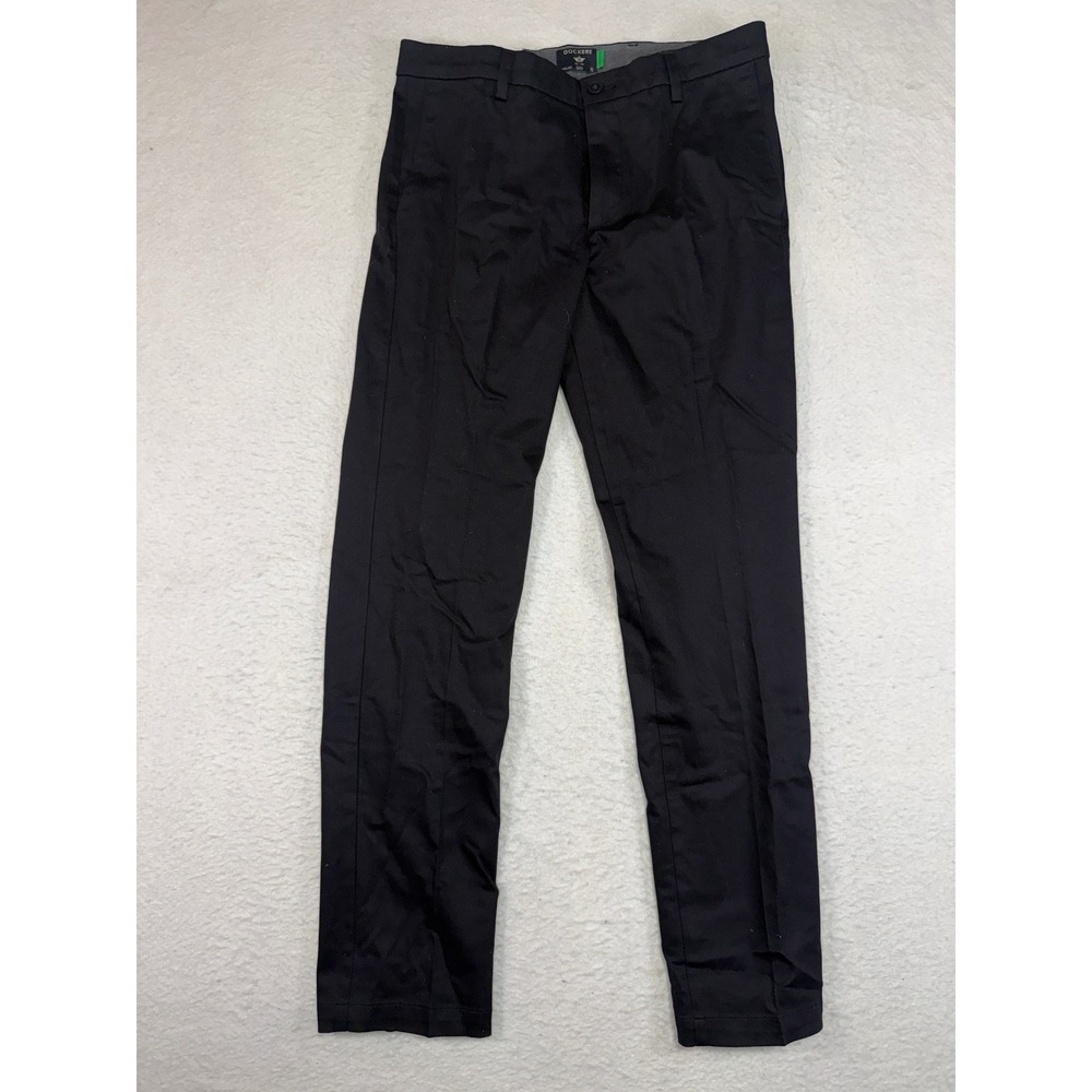 Dockers Mens Signature Iron Free Khaki Slim Fit Pants Black 31x32 A52090001